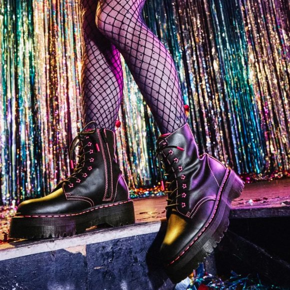 DR. MARTENS JADON II BOOT NEON STAR LEATHER PLATFORMS MSRP$250 RARE Clash Pink - Picture 8 of 12